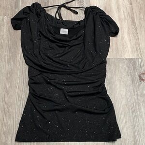 Vintage Susie Sheer Black Sparkle Top